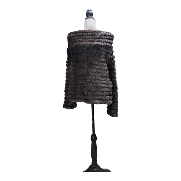 BCBGMaxAzria Textured Brown Off-Shoulder Sweater - Picture 3 of 8